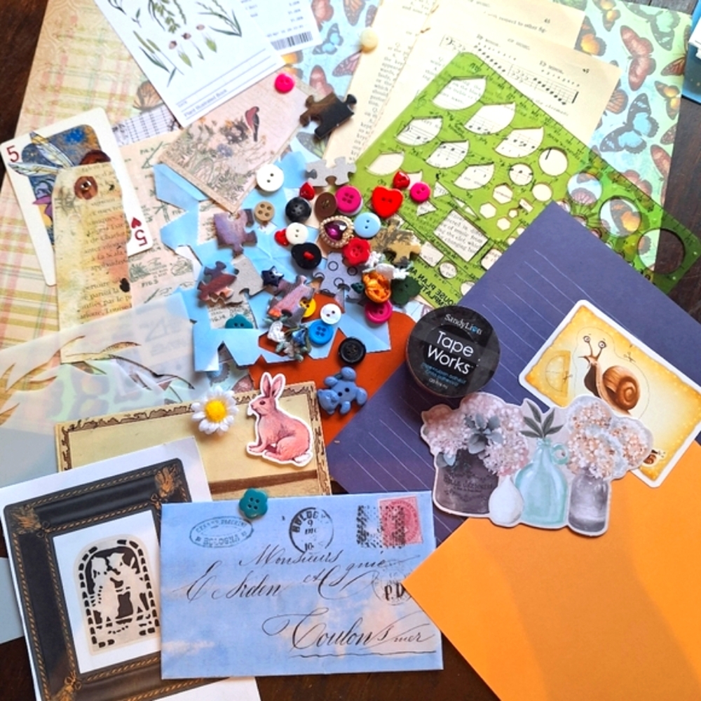 50 PIECE CRAFTING LOT   Scrapbook Ephemera Junk Journals